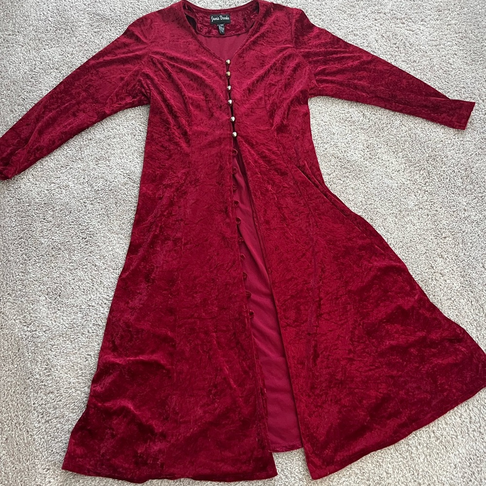 Maroon Velvet VINTAGE 90s Button-Down Dress PLUS Size Valentine’s Day
